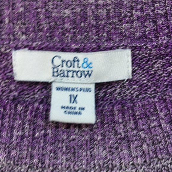Croft & Barrow Women's Plus Lavender Pink Boatneck Space-Dye Light Knit Sweater - Picture 8 of 15